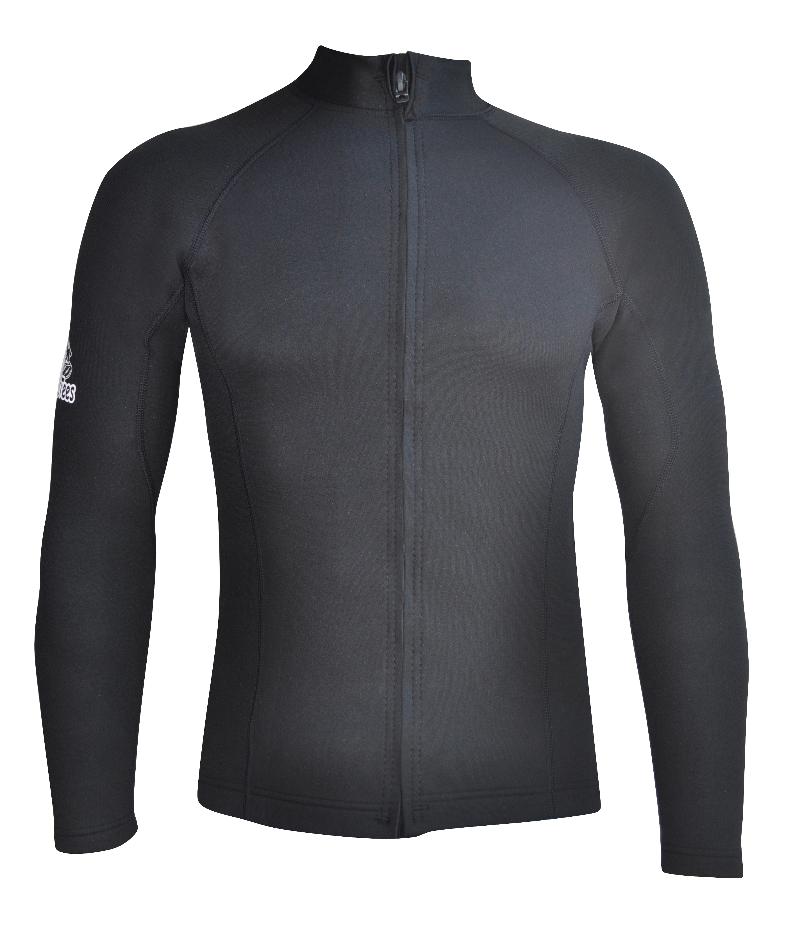 Men's Instructor Series Chlorine resistant Wetsuit Top. Long sleeve. Black. Full Zip