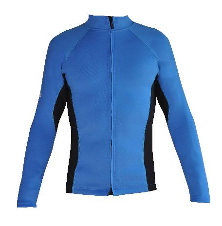 Men's Instructor Series Chlorine resistant Wetsuit Top. Long sleeve. Blue Black.Full Zip