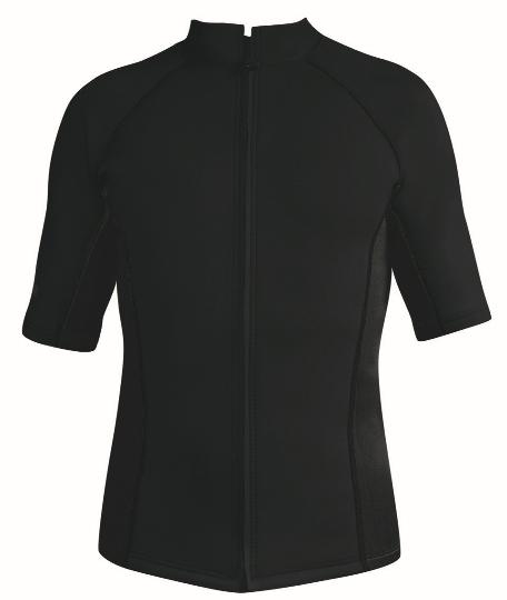 Men's Instructor Series Chlorine resistant Wetsuit Top. Short sleeve.Black Black.Full Zip.