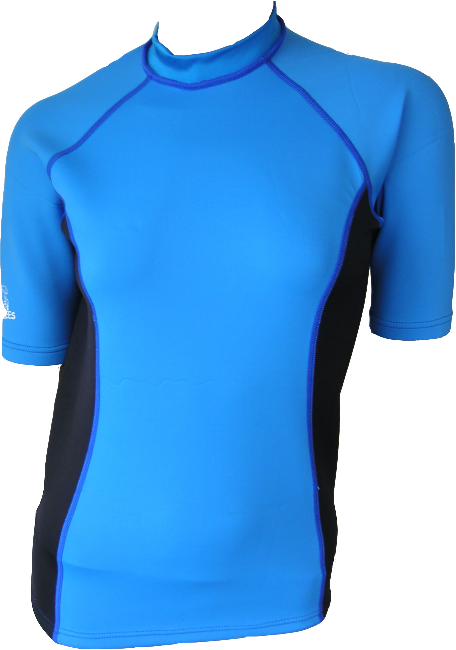 Women's Ocean series wetsuit top. Blue Black. Short Sleeve.